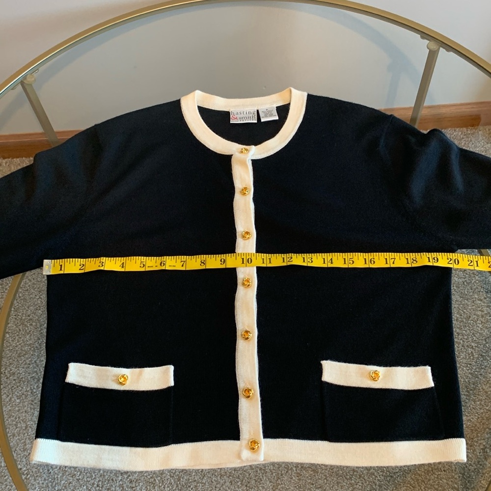 Hasting & Smith Petites black cardigan with white trim - Picture 12 of 16